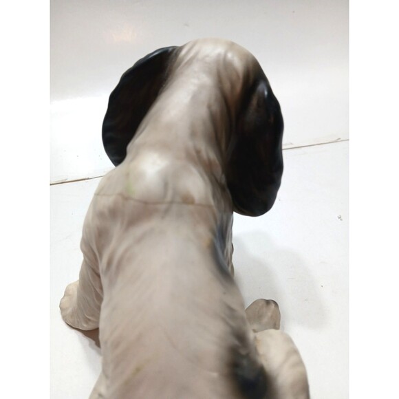 Vtg Japan Cocker Spaniel Ceramic Figurine Dog Black White About 5 Inches FLAW - Picture 5 of 11
